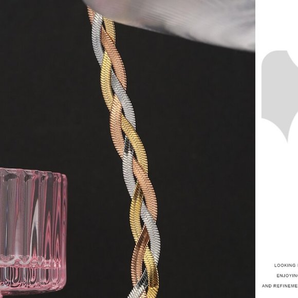 Snake Chain Necklace Stainless Steel Charm Geometric Collar NECKLACE - Picture 2 of 4